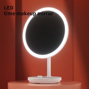 Vanity Mirror With Lights, 1X/10X Magnifying Vanity Mirror, Smart Touch Control 3 Colors Dimmable Mirror 10inch Round Mirror With Stable Time Display Base, For Home Vanity White (with magnifying glass)
