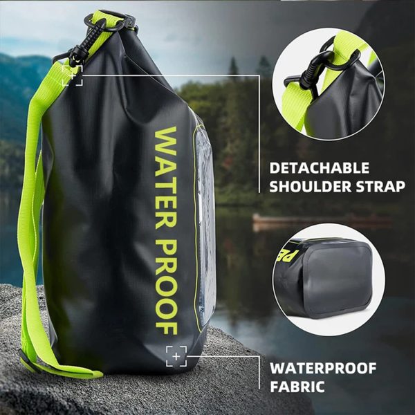Mobile Phone Waterproof Bag 2L/ 5L Cross Body Bag With Detachable Adjustable Shoulder Straps IPX6 Swimming Waterproof Bag For Outdoor Kayaking Boating Green 2L
