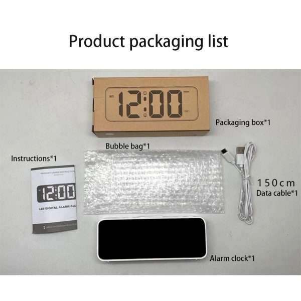LED Alarm Clock With Dual Alarms, 4-level Dimmable Brightness Digital Alarm Clock With USB Charging Ports, 12H/24H, Snooze Mode For Heavy Sleepers Kids Elderly White Chinese Version