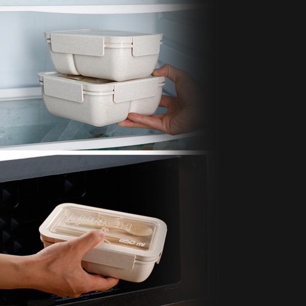 Bento Box For Office Leak Proof Sealed Lunch Dinner Containers Reusable Lunch Box With Compartments Microwave Safe (Chopsticks And Spoon Included) green Square 1100ml