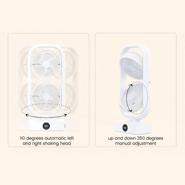 Tower Fan, Small Tower Fan, Rechargeable USB Fan With 350° Tilt 110° Oscillation, 3 Speeds, 3h Auto-Off Timer Fan For Bedroom Office Home Camping black
