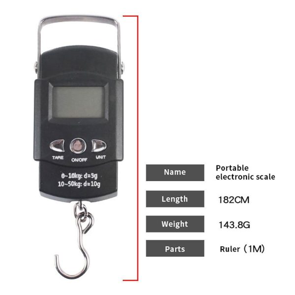 Portable Fishing Weight Scale, 110lb/50kg Lightweight Scales With 1m/ 3.2ft Tape Measure With Screen Hanging Fishing Luggage Scale For Home Outdoor Portable electronic scale