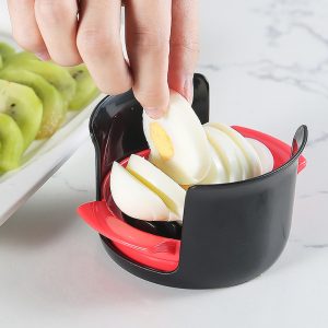 Egg Slicer For Hard Boiled Eggs, 3-in-1 Multi-functional Hard Boiled Egg Cutter With Stainless Steel Blades Kitchen Gadget For Slicing Eggs, Strawberries Kiwis Fruits Black