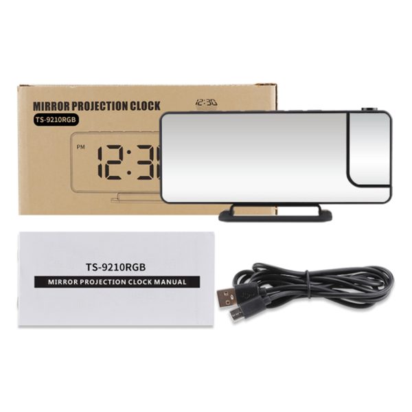 Projection Alarm Clock RGB Digital Display Projector LED Screen Loud Desk Clock LEDProjection Alarm Clock For Heavy Sleeper White
