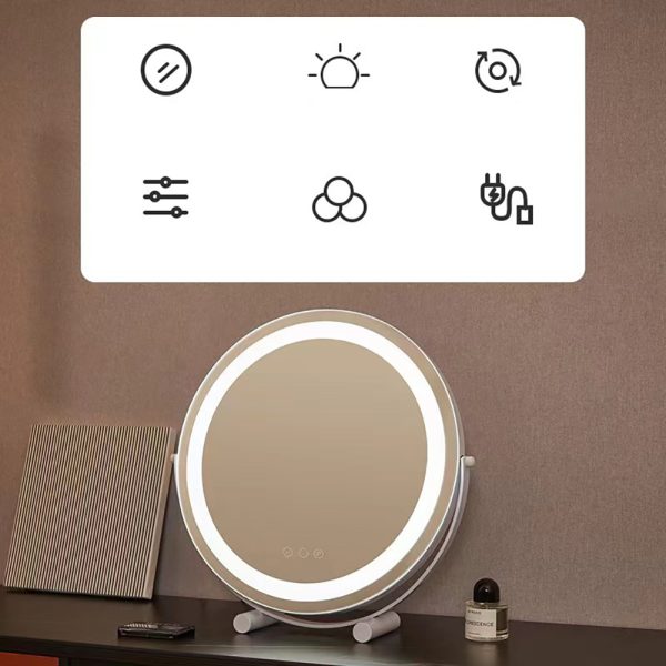Vanity Mirror With Lights, Smart Touch Control 3 Colors Dimmable Mirror 360°Rotation 11.8 Inch Round Mirror With Stable Base, Lighted Makeup Mirror For Home Vanity champagne gold
